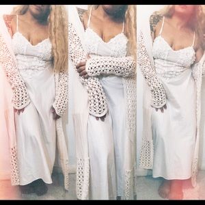 ☘️ Lace eyelet silky nightgown slip dress sheer